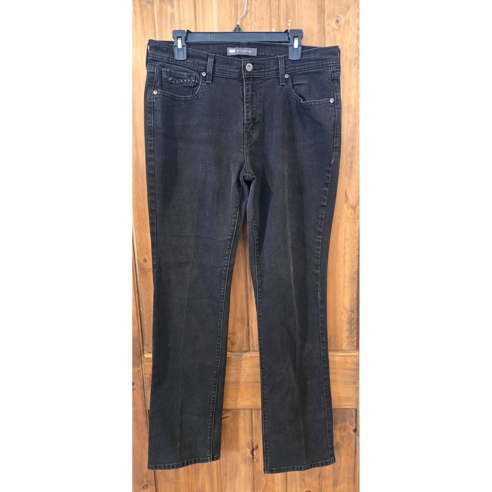 Levi's 505 Jeans Womens 14L Black Stretch Denim Straight Leg‎ 5-Pocket Classic